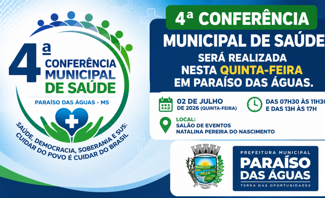 4ª Conferência Municipal de Saúde será realizada nesta quinta-feira em Paraíso das Águas
