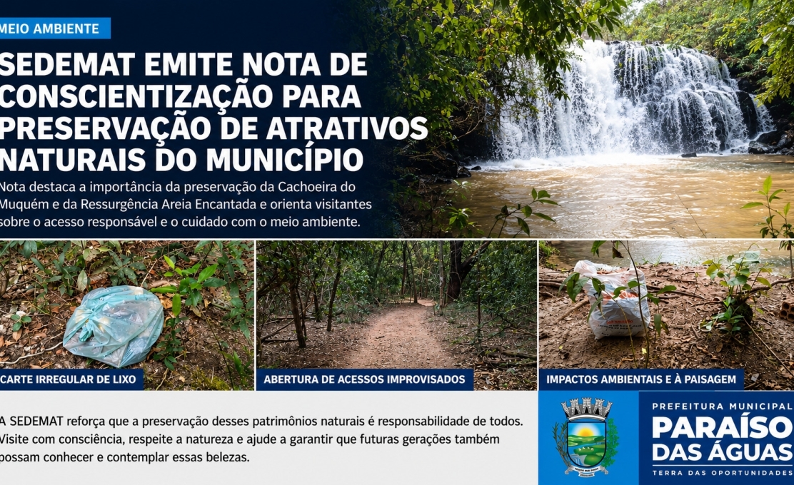 SEDEMAT emite nota de conscientização para preservação da Cachoeira do Muquém e da Ressurg�...